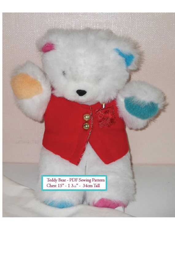 PDF Teddy Vest Sewing Pattern 1214 bear Prints A4 or
