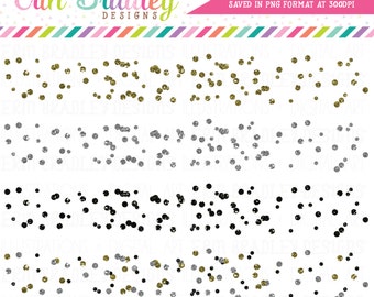 Clipart Borders Gold Silver and Black Polka Dot Confetti Clip Art Commercial Use OK