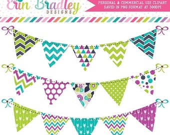 60% OFF SALE Colorful Bunting Clipart Clip by ErinBradleyDesigns