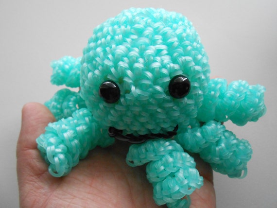 Items similar to Rainbow Loom Octopus Loomigurumi Caribbean Green on Etsy