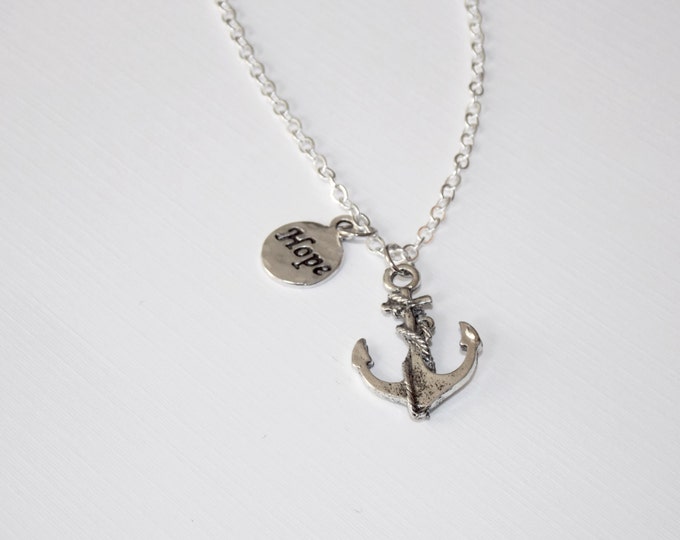 Anchor Necklace, Hope Necklace, Silver Anchor Necklace, Nautical Jewelry, Anchored in Hope Necklace, Rustic Jewelry, Hebrews 6:19 Necklace