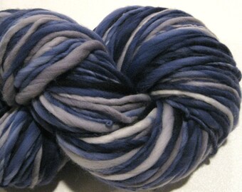 Bulky Handspun Yarn Clouds At Midnight 142 yards hand dyed wool navy grey gray waldorf doll hair knitting supplies crochet supplies