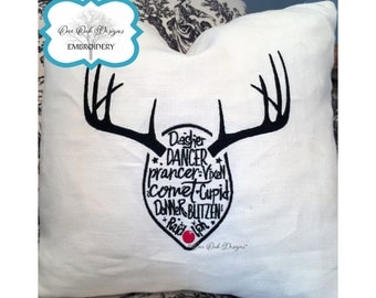 Christmas Embroidery Design dst / exp / jef / pes / vip / VP3 / VP4 / XXX / HUS Reindeer Names fits large hoop for machine embroidery