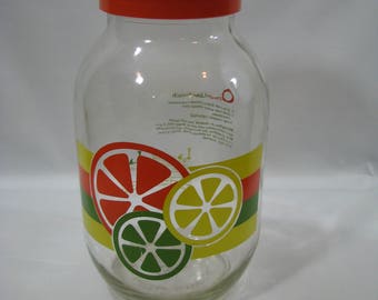 Vintage Carlton Glass Sun Tea Jar with Orange Flip Lid