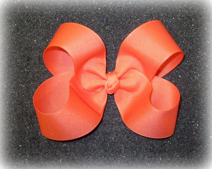 Living Coral Hair Bow, Large Boutique Bow, Classic Hairbow, 4 5 inch Bow, Single Layer Bow, basic hairbow, Large Boutique Bow, Big bows, 45G