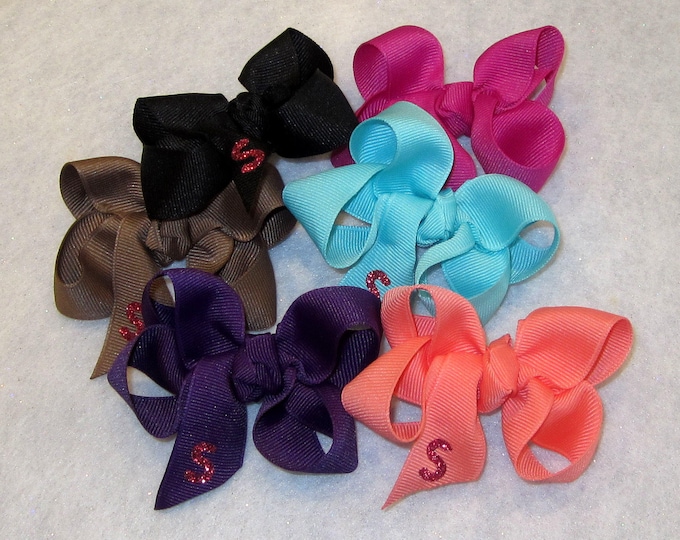 Monogram Clippies, Baby Bows, Initial bows, girls monogram hairbows, lot Set of 10, small bow, personalized bows, bow bundles, wholesale bow