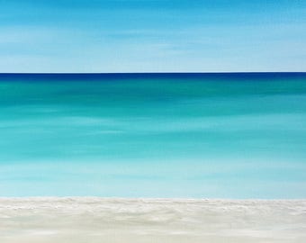 LARGE Seascape Beach Painting Modern Ocean Painting Contemporary Beach Art Abstract Blue Tropical Caribbean Modern Original Seascape