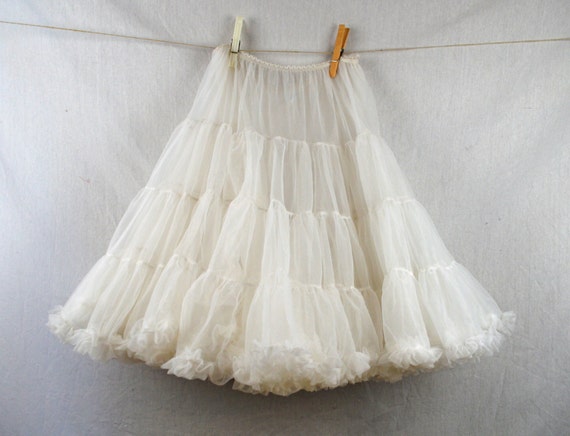 Vintage White Tulle Malco Modes Partners Please Country Western Lace Crinoline Slip - Girls Kids Children by RogueRetro steampunk buy now online