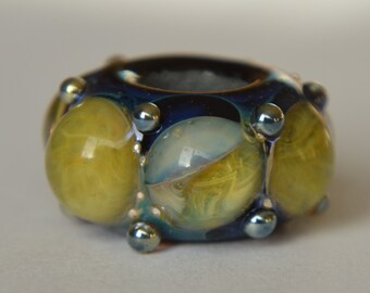 Unique Handmade Lampwork Glass European Charm Bead - SRA - Fits all charm bracelets - Silver Core Options