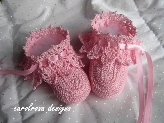 Thread Crochet Pattern CR59 Elegant Lacy Baby Shoes/Booties