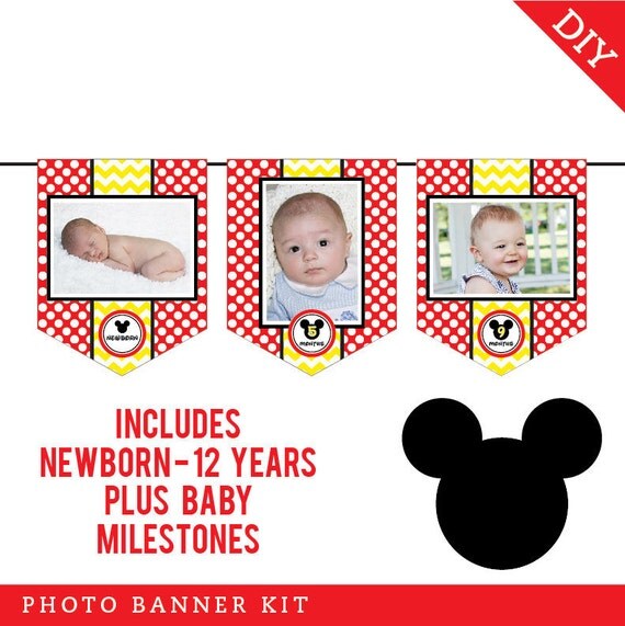 INSTANT DOWNLOAD Mickey Mouse Party - Includes Newborn through 12 Years, Plus Baby Milestones Il_570xn