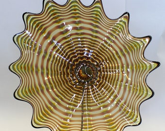 Beautiful Hand Blown Glass Art Wall Platter Bowl 7599 ONEIL