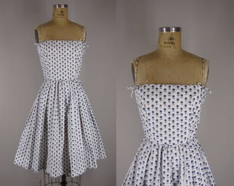 1960s Vintage Lanz Sundress / 60s Cotton Dress / Floral Sundress