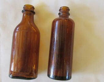 Vintage Brown Amber Medicine Bottles
