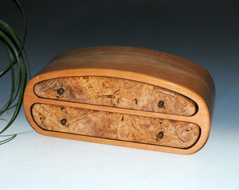 Handmade Men's Wood Jewelry Box Maple Burl on Cherry, Valet Box or Stash Box by BurlWoodBox, Wood Storage Box, Wooden Jewelry Box, Boxes,Box