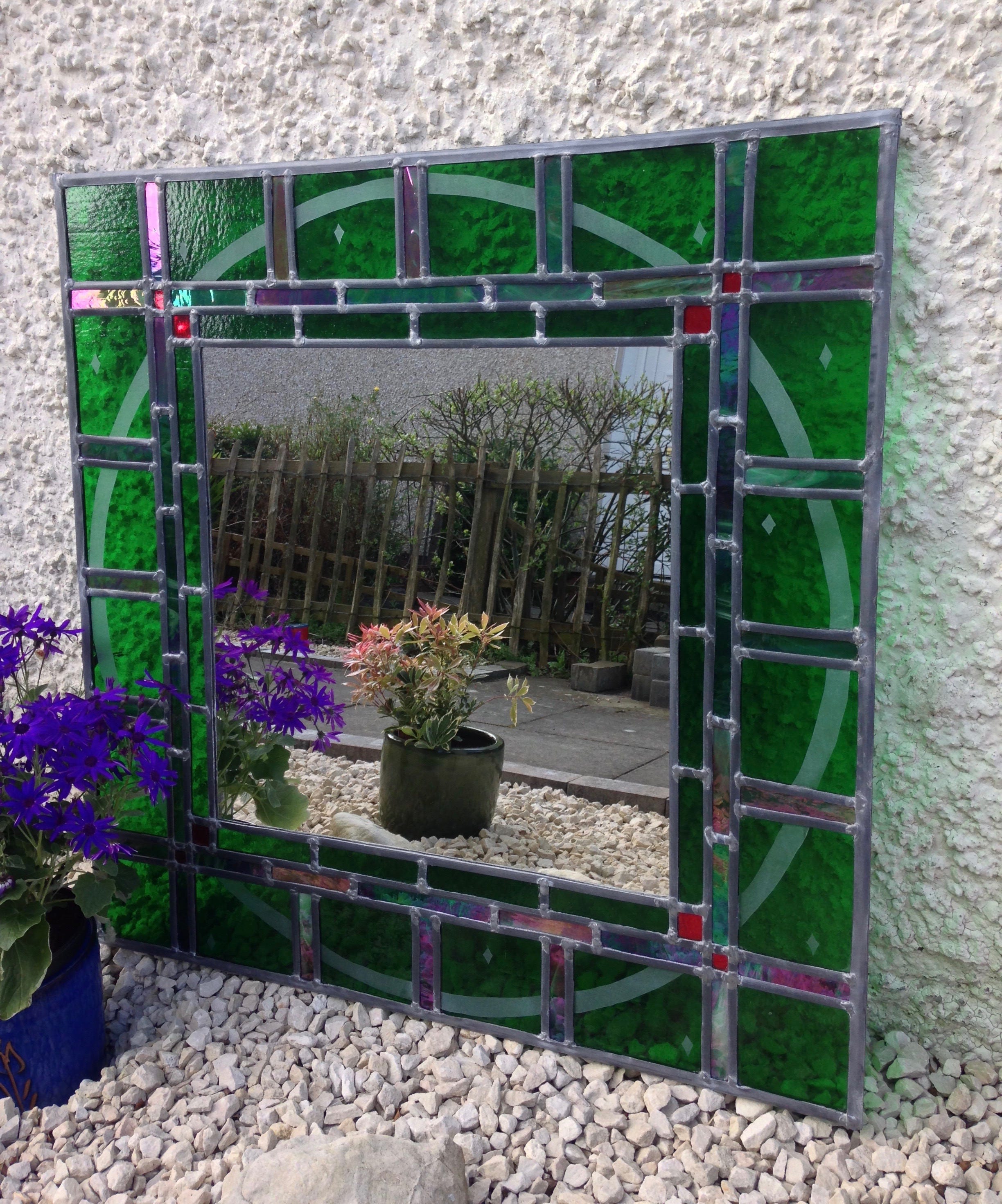 Large decorative glass mirror madetoorder stained glass