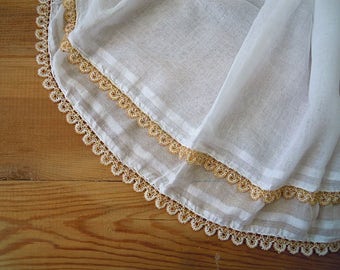 white cotton scarf, beaded edging