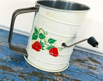 Vintage Tin Flour Sifter Strawberry Red Teleflora's