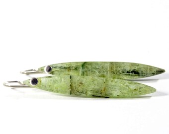 Green Kyanite Earrings in Sterling Silver