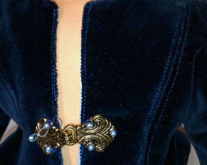 Blue velvet jacket fits 18 inch dolls - dress jacket - Victorian jacket