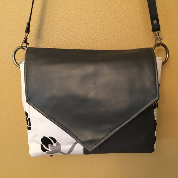 Becca #1118, Gray, Black and White Purse, Designer Fabric Purse, Cross Body Purse, Cross Body Bag, Shoulder Purse, Shoulder Bag, Handbag,Bag
