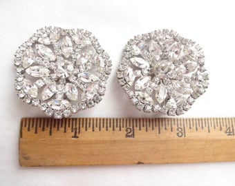 Large Dazzling Vintage Clip Earrings ca 1960