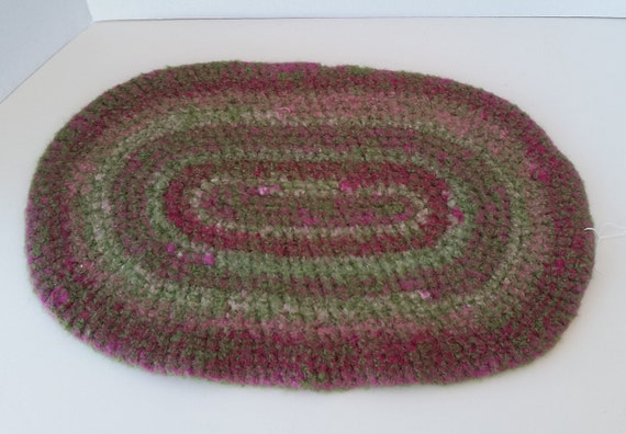 50 % -" MAYSALE" code,Felted Placemat in Muted Light Greens and Pinks, beach, coastal, primitive,Sale,