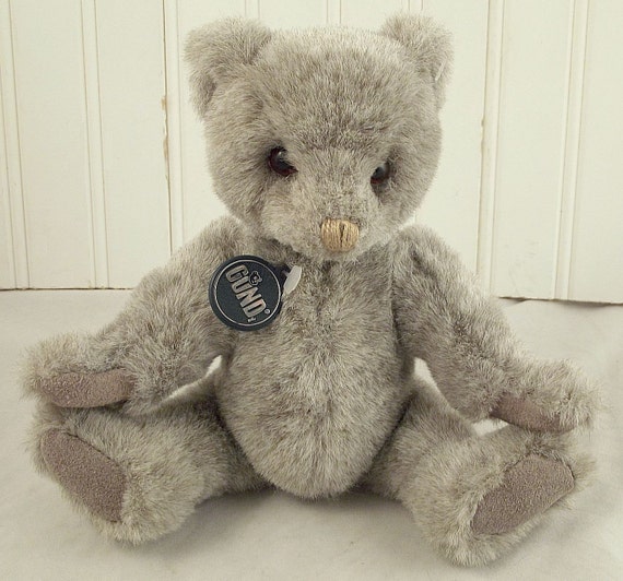 Vintage 1986 Gund Teddy Bear 9 Gray Stuffed Gundy Bear