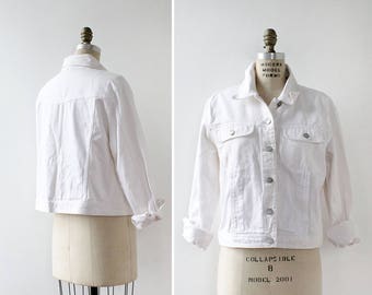 White Denim Jacket L • Bill Blass Jean Jacket • 90s Denim Jacket • Vintage Jean Jacket • White Jacket • Vintage Denim Jacket | O416