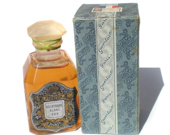 Guerlain Heliotrope Blanc Perfume 000 70ml c1920s Rare Glass Bottle Women's Perfume Floral Triple Strength Scent