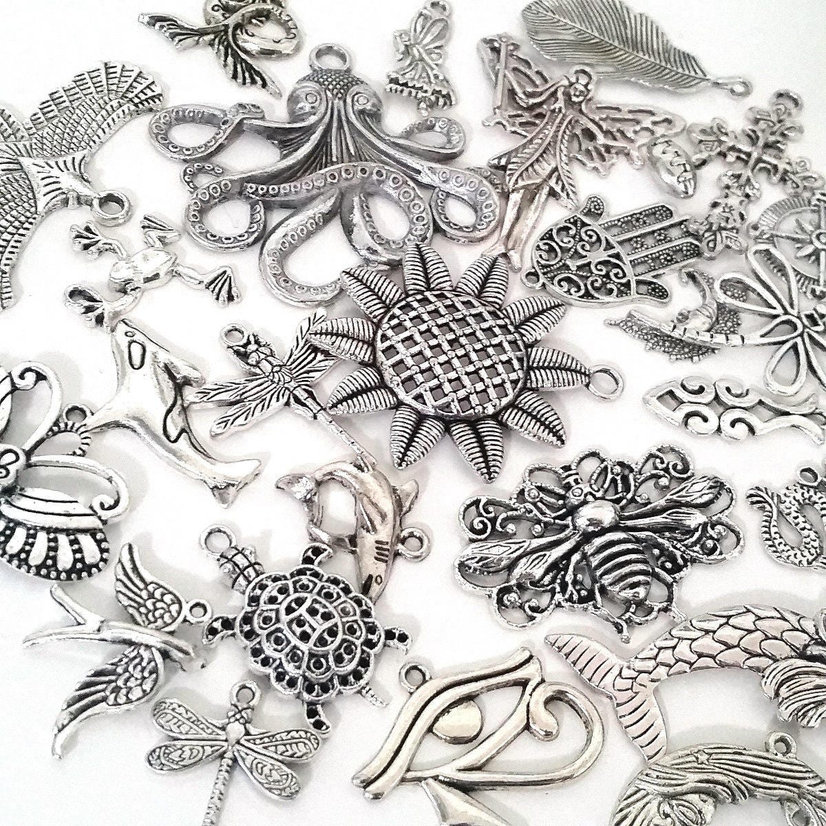 Bulk Zipper Pull Charm Assortment Silver Pendant Collection