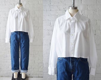 Vintage Cropped Cotton Oxford | Size Medium-Large