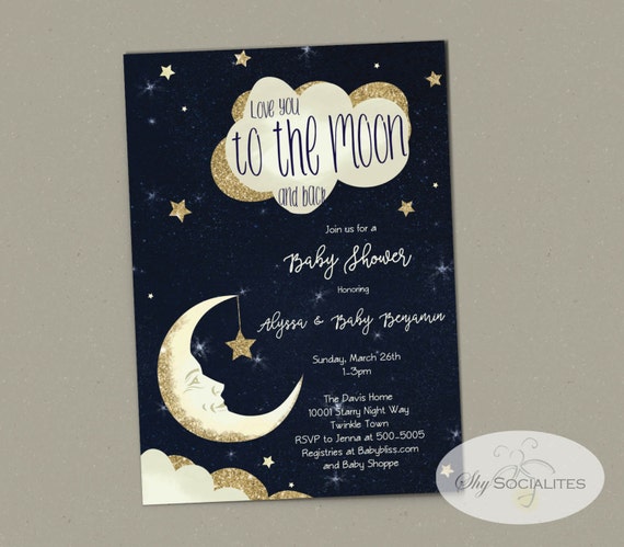 Love You To The Moon And Back Baby Shower Invitations 8