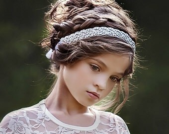 Rhinestone headband,Flower Girl Headband, Crystal Headband, Christening Headband, Baptism headband, Bling Headband, Newborn Baby Headband.