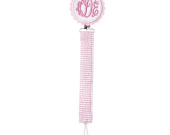 Monogrammed pacifier clip, pacy clip, personalized paci holder, baby shower gift newborn gift free shipping when purchased with another item