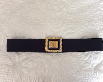 Vintage black elastic belt black stretch cinch belt