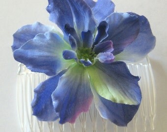 2.75" Periwinkle Blue Apple Blossom Silk Flower Hair Comb