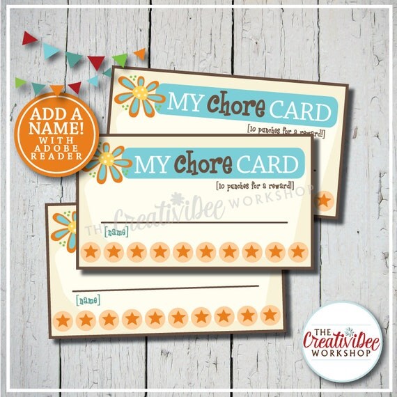 Chore Punch Cards Punch Cards for Chores Chore Tracker