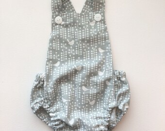 Gray and White Gender Neutral Bubble Baby Romper Bodysuit Playsuit