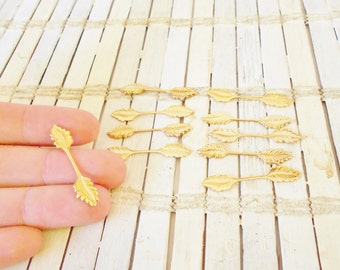 Vintage Leaf Bail, DIY pendants, Fold over bails, Gold OR Silver Finish, pendant Finding, Vtg bails Lot, 35mm X 7mm, Lot of 10 pcs