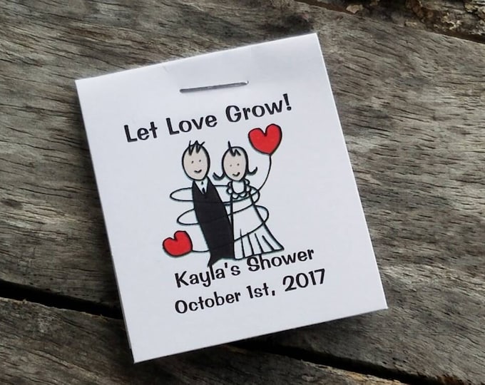 Cute Mini Bride and Groom Flower Seed Favors - Bridal Shower Favors - Wedding Favors Personalized for your Event - Seed Packets