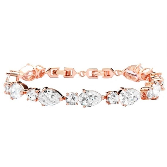 rose gold crystal bracelet gift for her swarovski rose gold