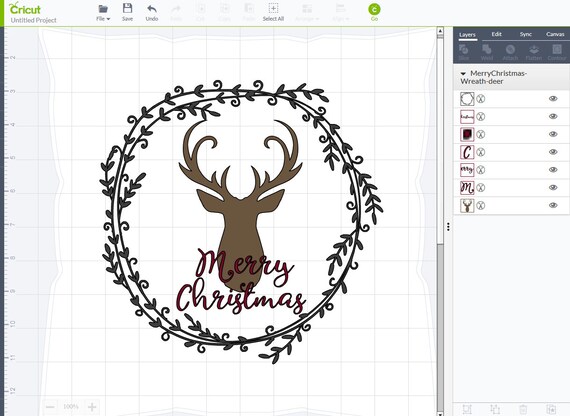 Download Rustic Merry Christmas with deer wreath SVG DXF png pdf ...
