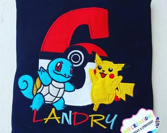 Pokemon Birthday Shirt with Pikachu and Squirtle