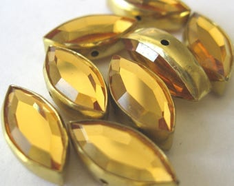 Vintage Peridot Metal Crystal Beads - E267