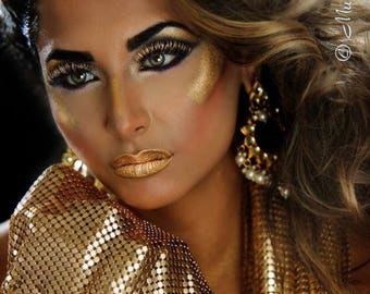 Gold color Metal mesh,metallic fabric,metal sequins for apparel,fashion jewelry 20"by 60"