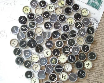 Antique Typewriter Keys. Flat Backs. Vintage Typewriter Keys. Random Mixed Lot of 5. Upcycled, Repurposed, Jewelry, Crafts, Destash Sale.