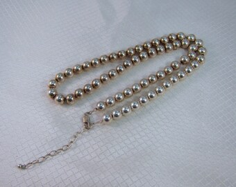 1980's Sterling 8mm Beaded 20" Necklace