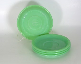 4 Fire King Jadeite Jadite Restaurant Ware 6" Saucers - Heavy Duty
