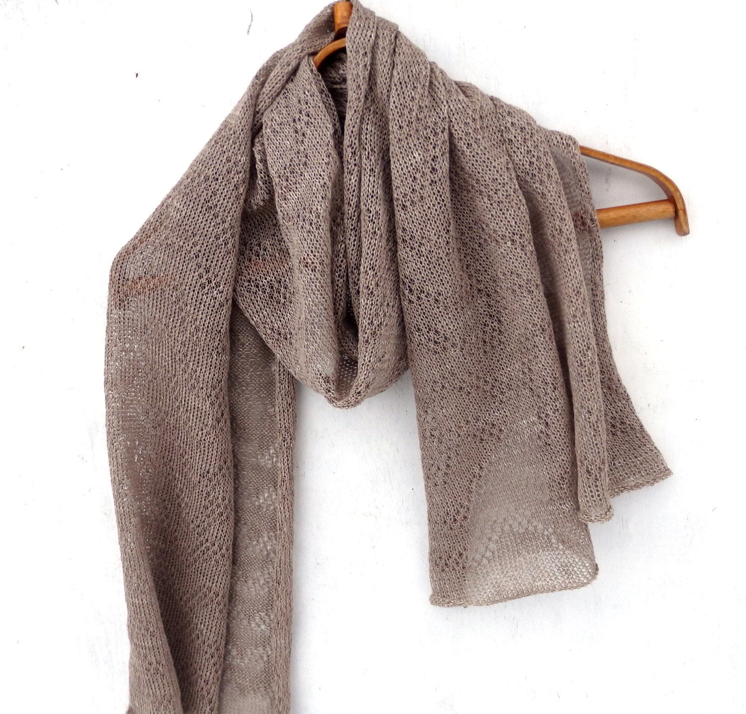 knitted linen scarf knit wrap knitting flax shawl stola